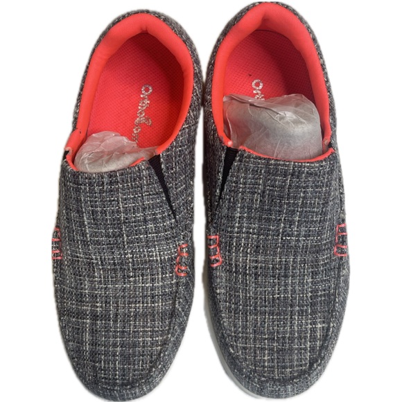 OrthoComfoot - Women’s Tweed Slip On Sneakers - Gray/Coral - Size 6 - NWT - Picture 2 of 4